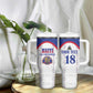 Custom Afro-Haitians Football Pride Tumbler With Handle Les Grenadiers Veve Vodou White Version - African Pride