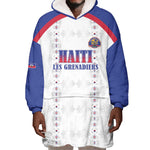 Custom Afro-Haitians Football Pride Wearable Blanket Hoodie Les Grenadiers Veve Vodou White Version - African Pride