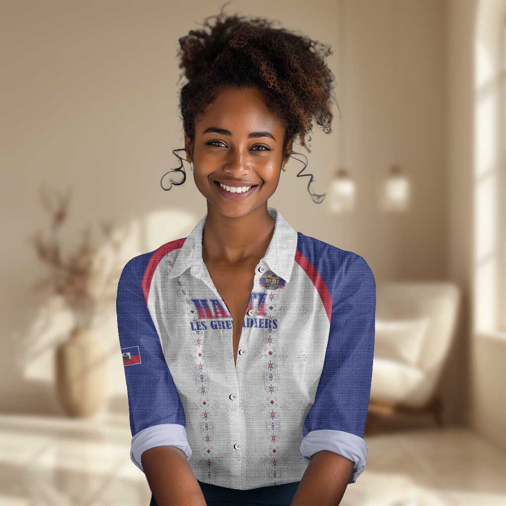Custom Afro-Haitians Football Pride Women Casual Shirt Les Grenadiers Veve Vodou White Version - African Pride