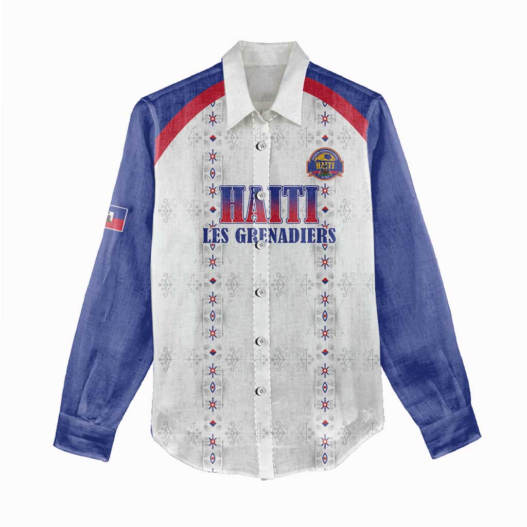 Custom Afro-Haitians Football Pride Women Casual Shirt Les Grenadiers Veve Vodou White Version - African Pride