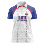 Custom Afro-Haitians Football Pride Women Polo Shirt Les Grenadiers Veve Vodou White Version - African Pride