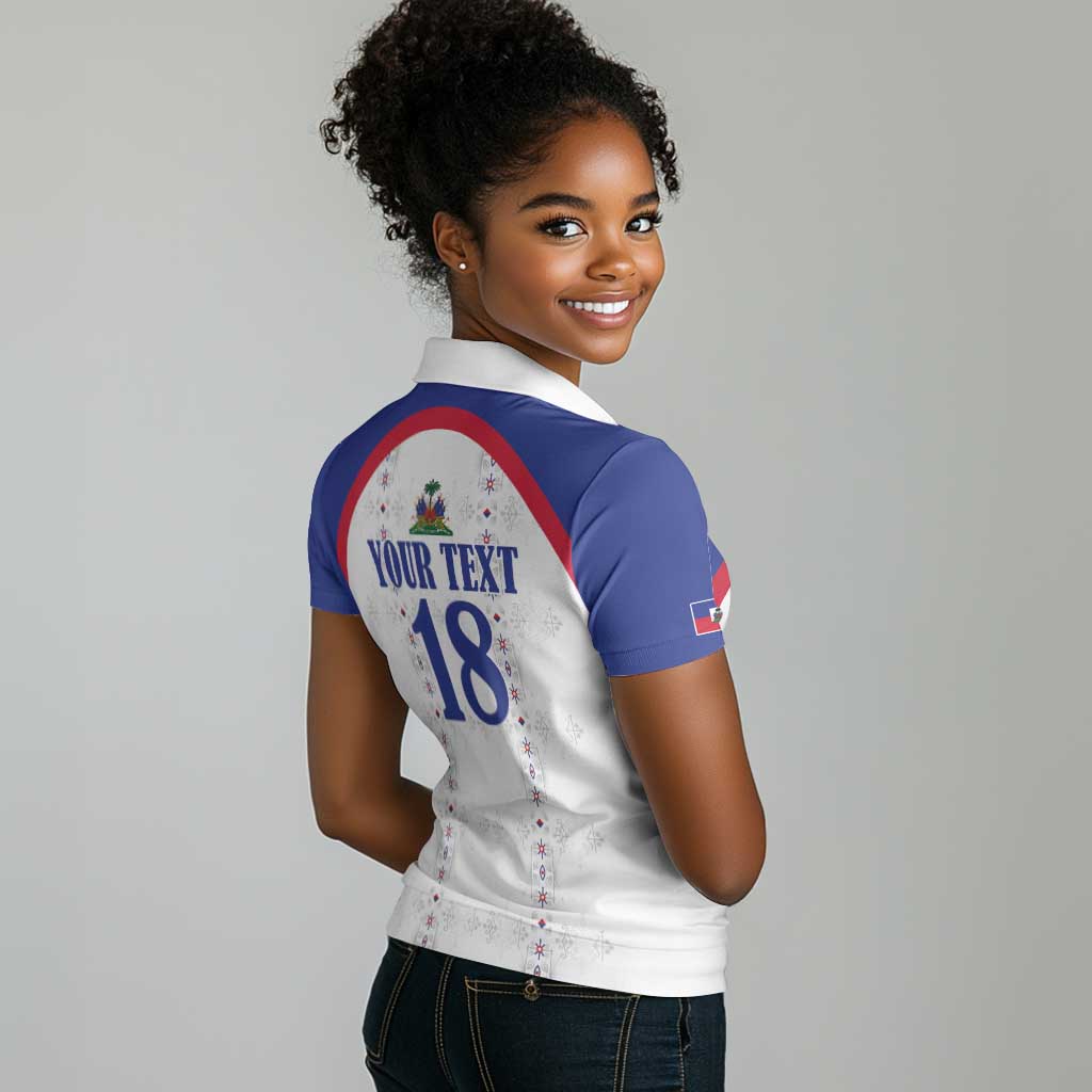 Custom Afro-Haitians Football Pride Women Polo Shirt Les Grenadiers Veve Vodou White Version - African Pride
