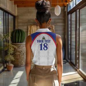 Custom Afro-Haitians Football Pride Women Sleeveless Polo Shirt Les Grenadiers Veve Vodou White Version - African Pride