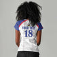 Custom Afro-Haitians Football Pride Women V-Neck T-Shirt Les Grenadiers Veve Vodou White Version - African Pride
