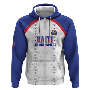 Custom Afro-Haitians Football Pride Zip Hoodie Les Grenadiers Veve Vodou White Version - African Pride