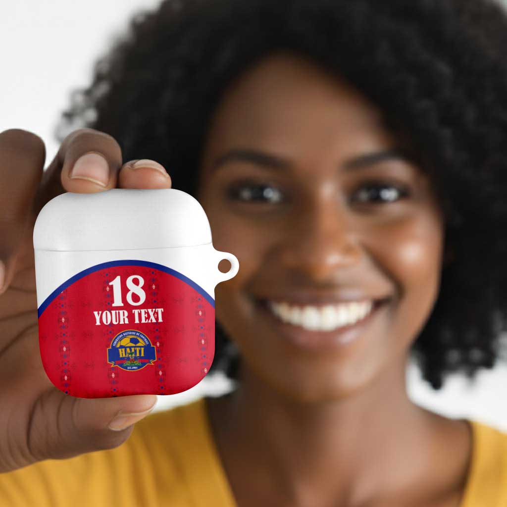 Custom Afro-Haitians Football Pride AirPods Case Les Grenadiers Veve Vodou Red Version