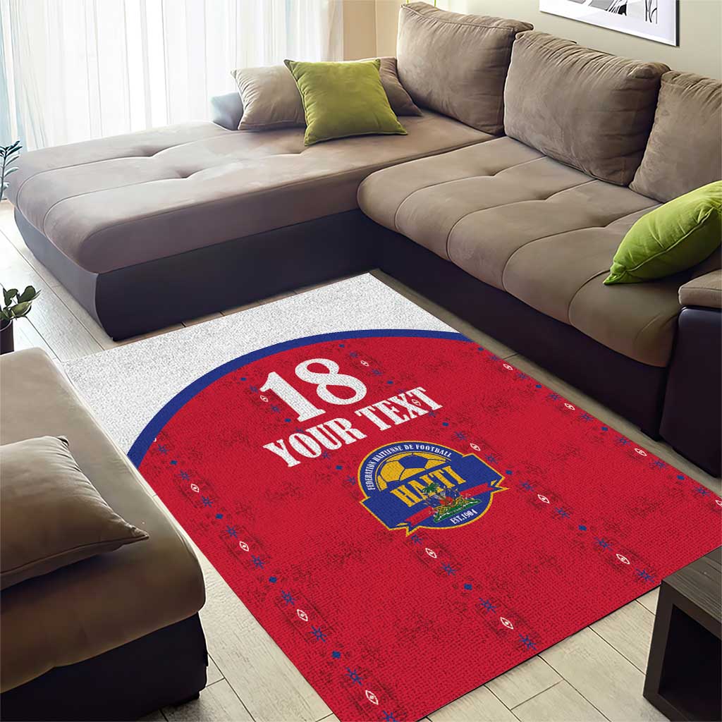 Custom Afro-Haitians Football Pride Area Rug Les Grenadiers Veve Vodou Red Version - African Pride