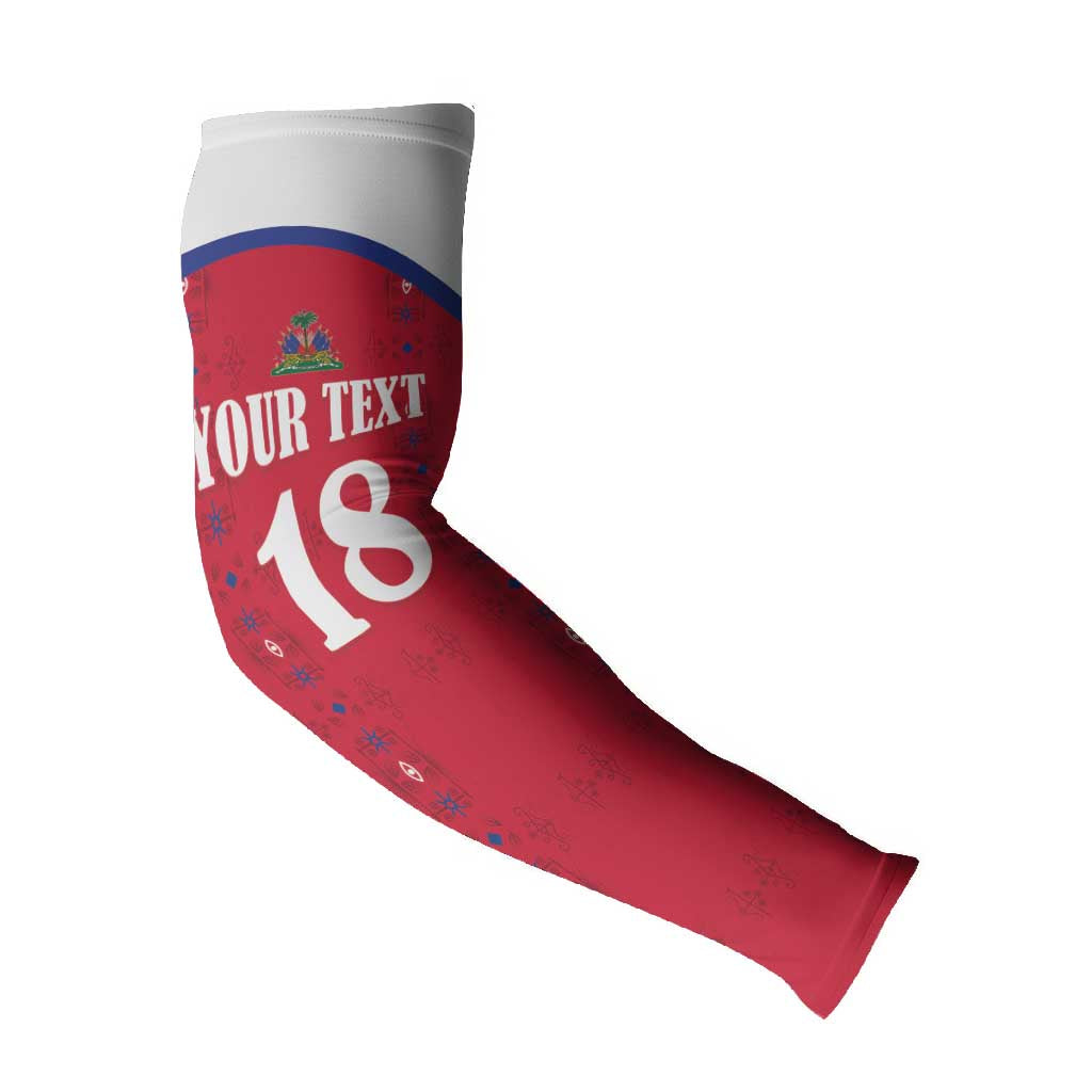 Custom Afro-Haitians Football Pride Arm Sleeves Les Grenadiers Veve Vodou Red Version