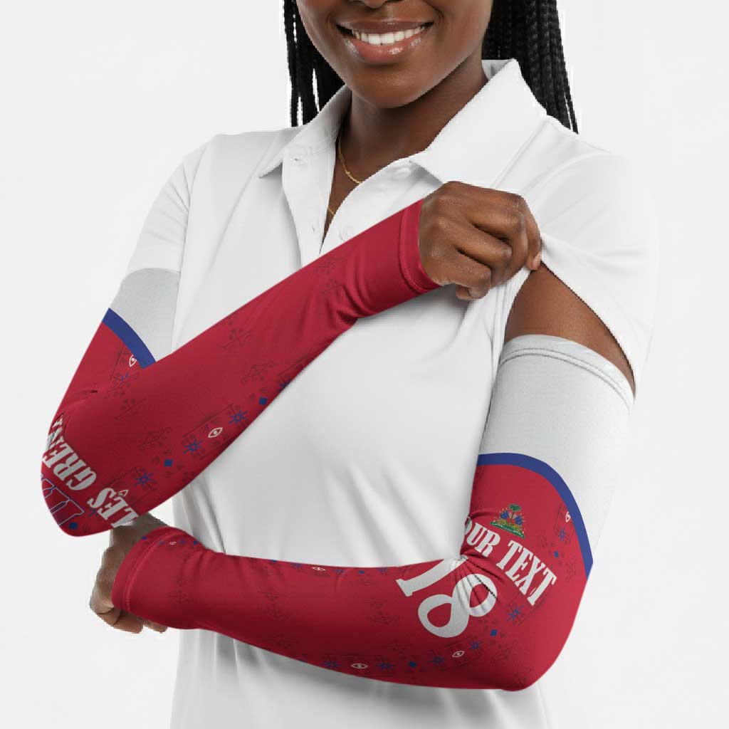 Custom Afro-Haitians Football Pride Arm Sleeves Les Grenadiers Veve Vodou Red Version