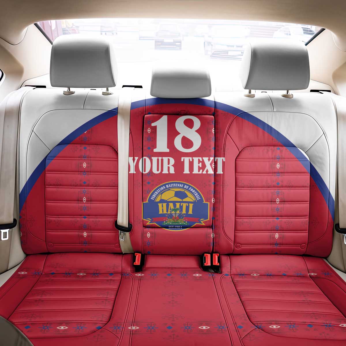 Custom Afro-Haitians Football Pride Back Car Seat Cover Les Grenadiers Veve Vodou Red Version - African Pride