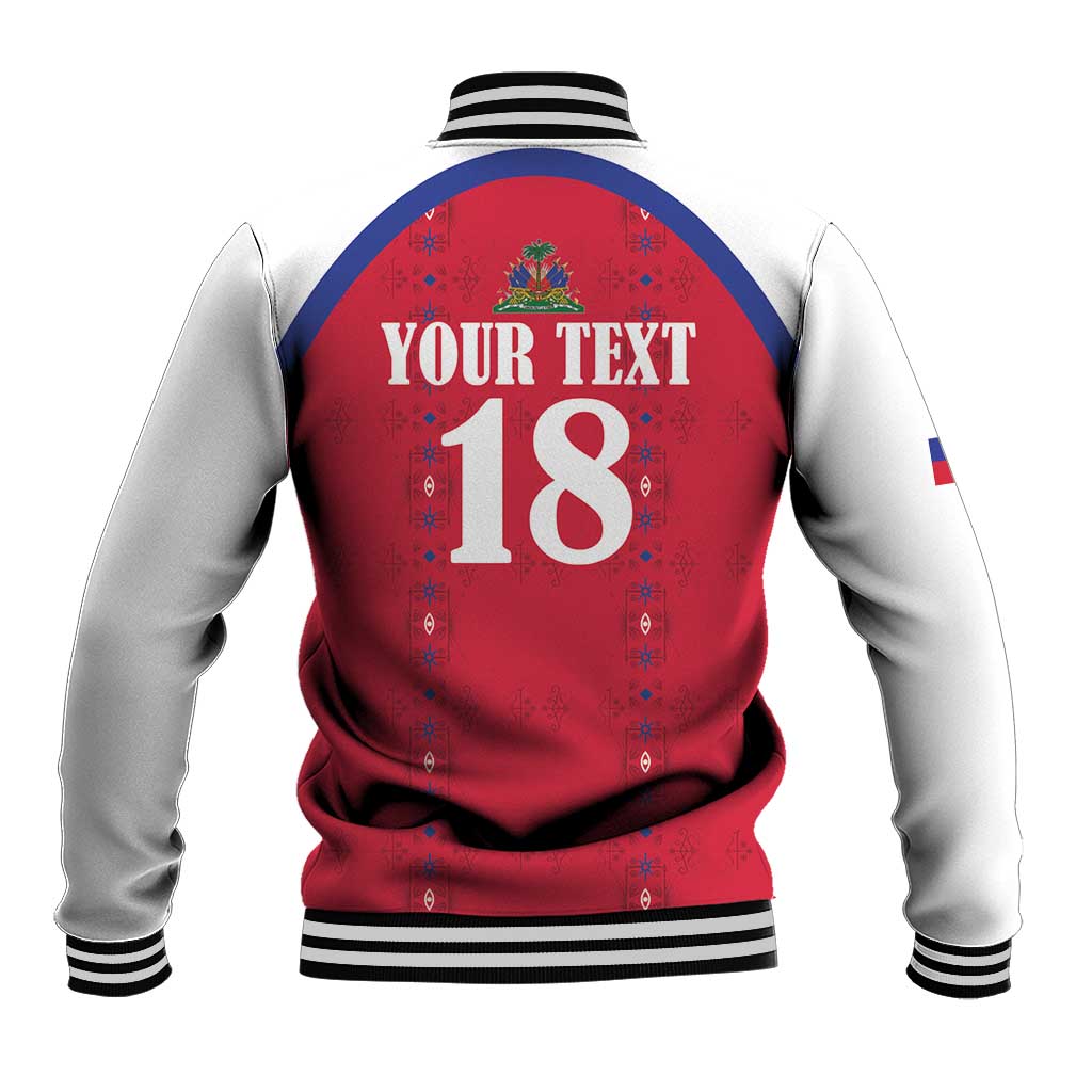 Custom Afro-Haitians Football Pride Baseball Jacket Les Grenadiers Veve Vodou Red Version - African Pride