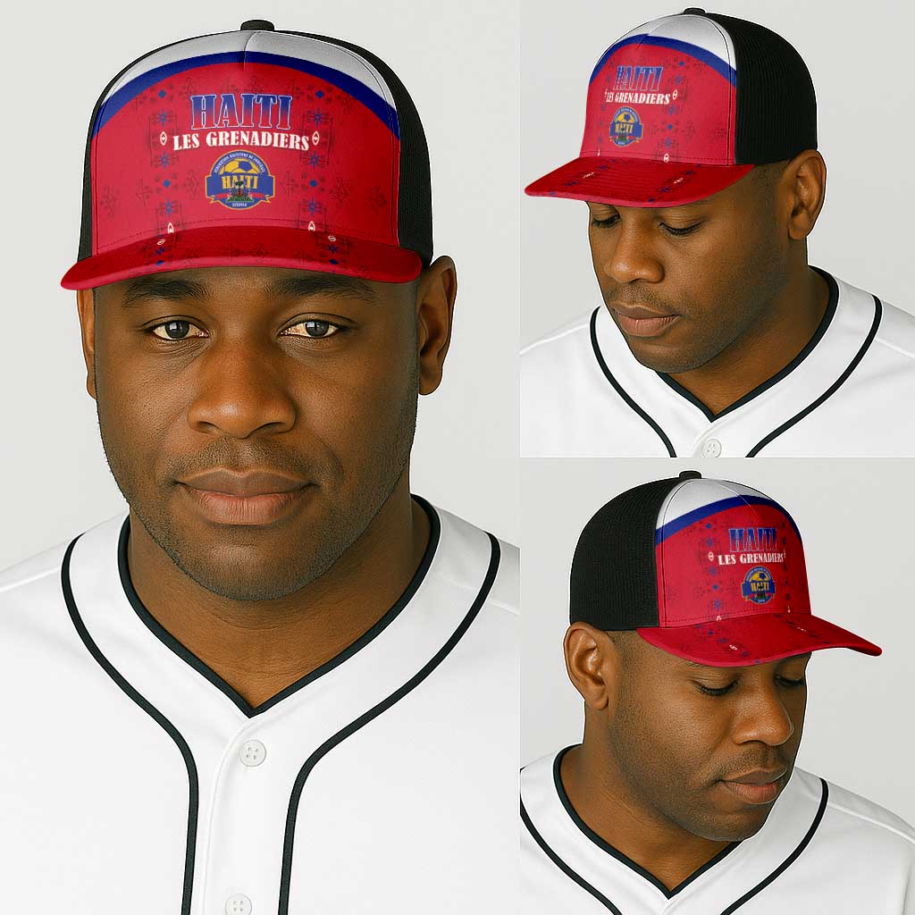Afro-Haitians Football Pride Baseball Net Cap Les Grenadiers Veve Vodou Red Version - African Pride
