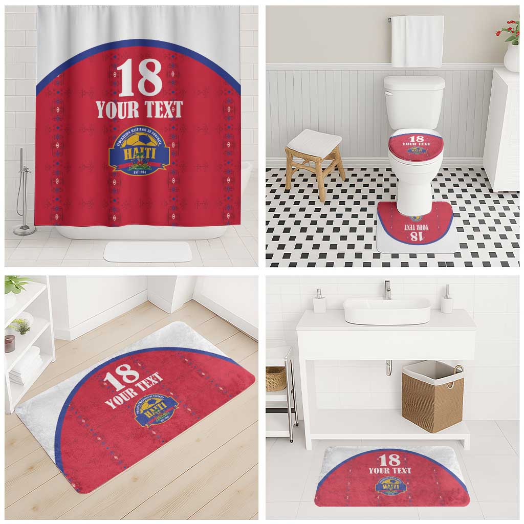 Custom Afro-Haitians Football Pride Bathroom Set Les Grenadiers Veve Vodou Red Version