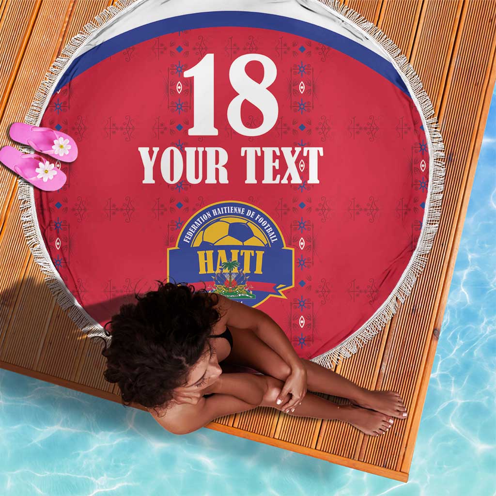 Custom Afro-Haitians Football Pride Beach Blanket Les Grenadiers Veve Vodou Red Version - African Pride