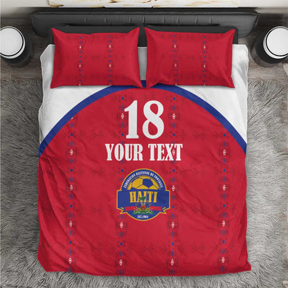 Custom Afro-Haitians Football Pride Bedding Set Les Grenadiers Veve Vodou Red Version - African Pride