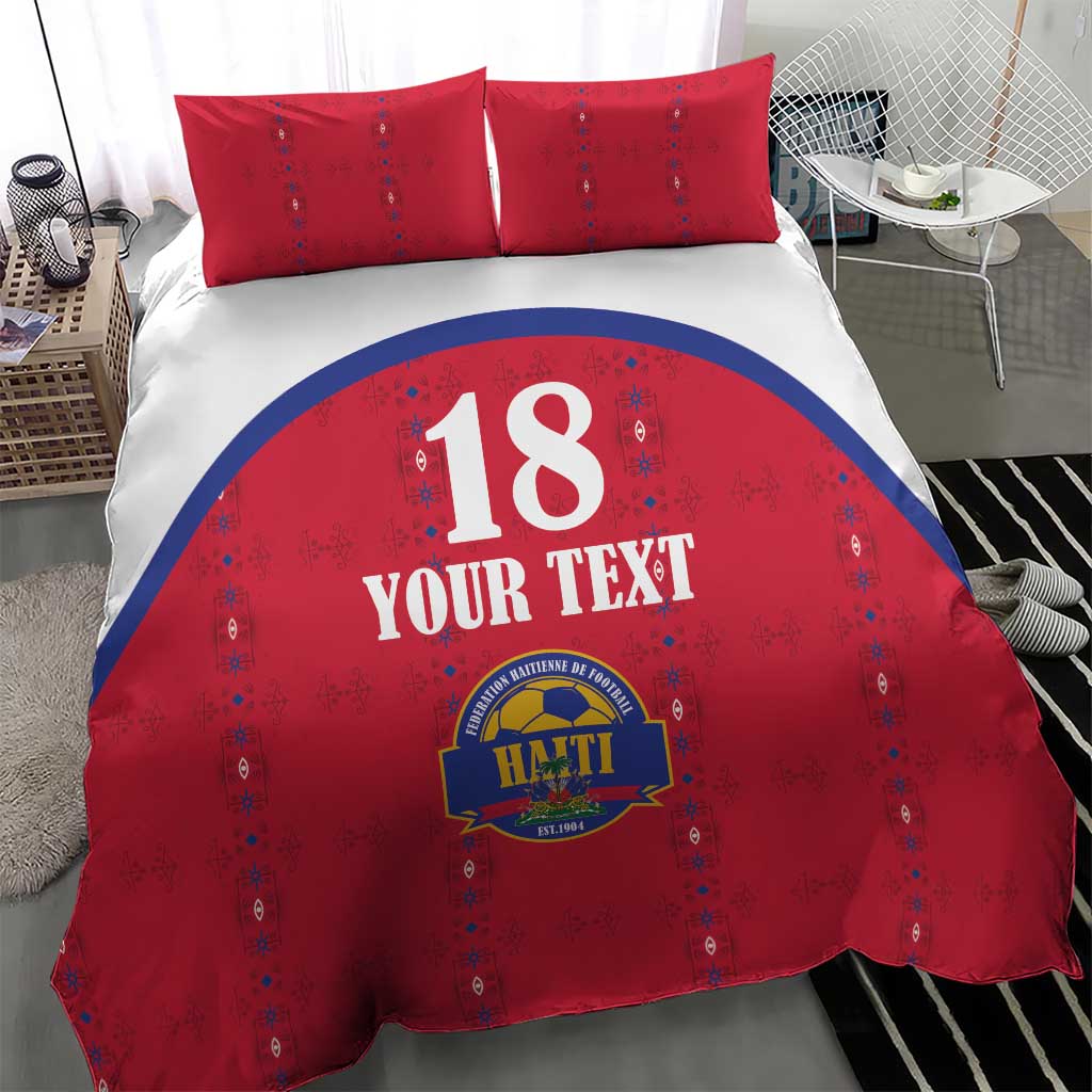 Custom Afro-Haitians Football Pride Bedding Set Les Grenadiers Veve Vodou Red Version - African Pride