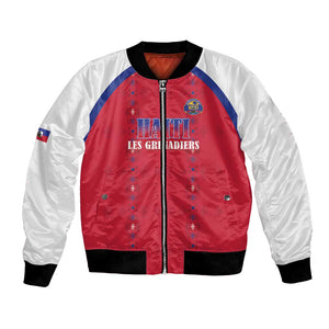 Custom Afro-Haitians Football Pride Bomber Jacket Les Grenadiers Veve Vodou Red Version - African Pride