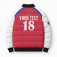 Custom Afro-Haitians Football Pride Bomber Puffer Jacket Les Grenadiers Veve Vodou Red Version