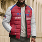Custom Afro-Haitians Football Pride Bomber Puffer Jacket Les Grenadiers Veve Vodou Red Version