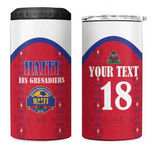 Custom Afro-Haitians Football Pride 4 in 1 Can Cooler Tumbler Les Grenadiers Veve Vodou Red Version - African Pride