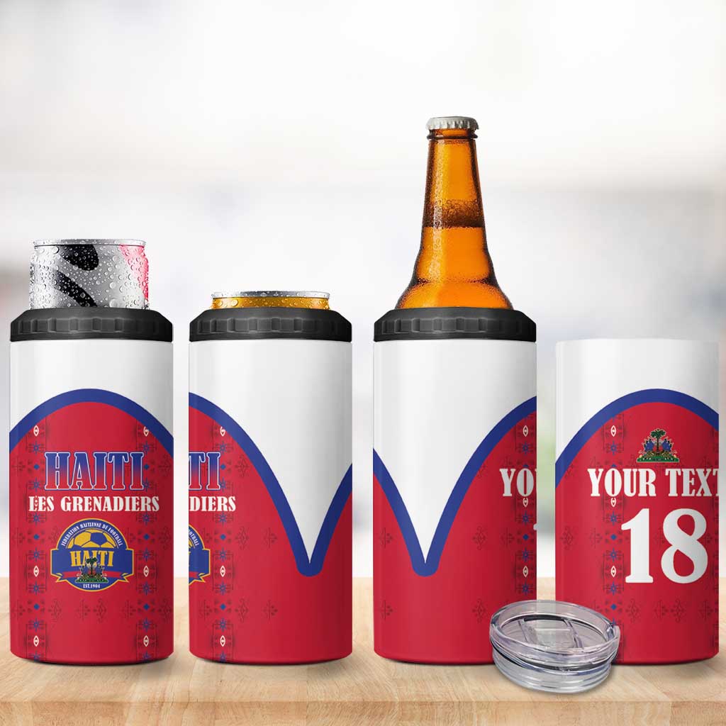 Custom Afro-Haitians Football Pride 4 in 1 Can Cooler Tumbler Les Grenadiers Veve Vodou Red Version - African Pride