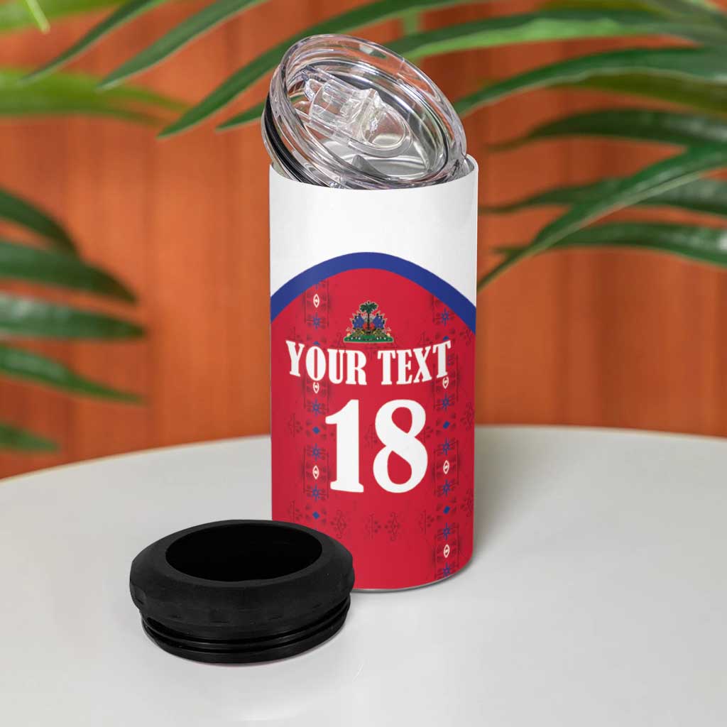 Custom Afro-Haitians Football Pride 4 in 1 Can Cooler Tumbler Les Grenadiers Veve Vodou Red Version - African Pride
