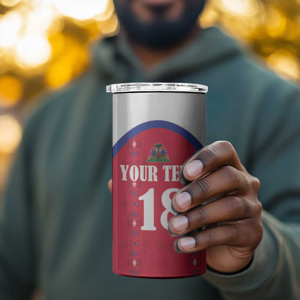 Custom Afro-Haitians Football Pride 4 in 1 Can Cooler Tumbler Les Grenadiers Veve Vodou Red Version - African Pride