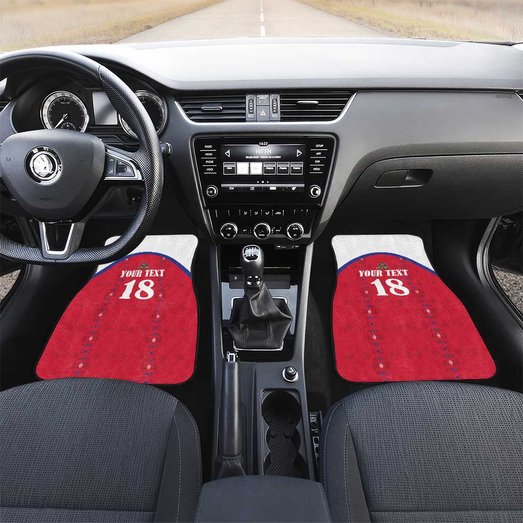 Custom Afro-Haitians Football Pride Car Mats Les Grenadiers Veve Vodou Red Version - African Pride