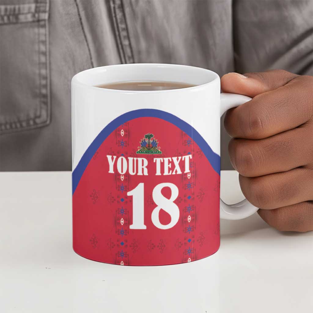 Custom Afro-Haitians Football Pride Ceramic Mug Les Grenadiers Veve Vodou Red Version