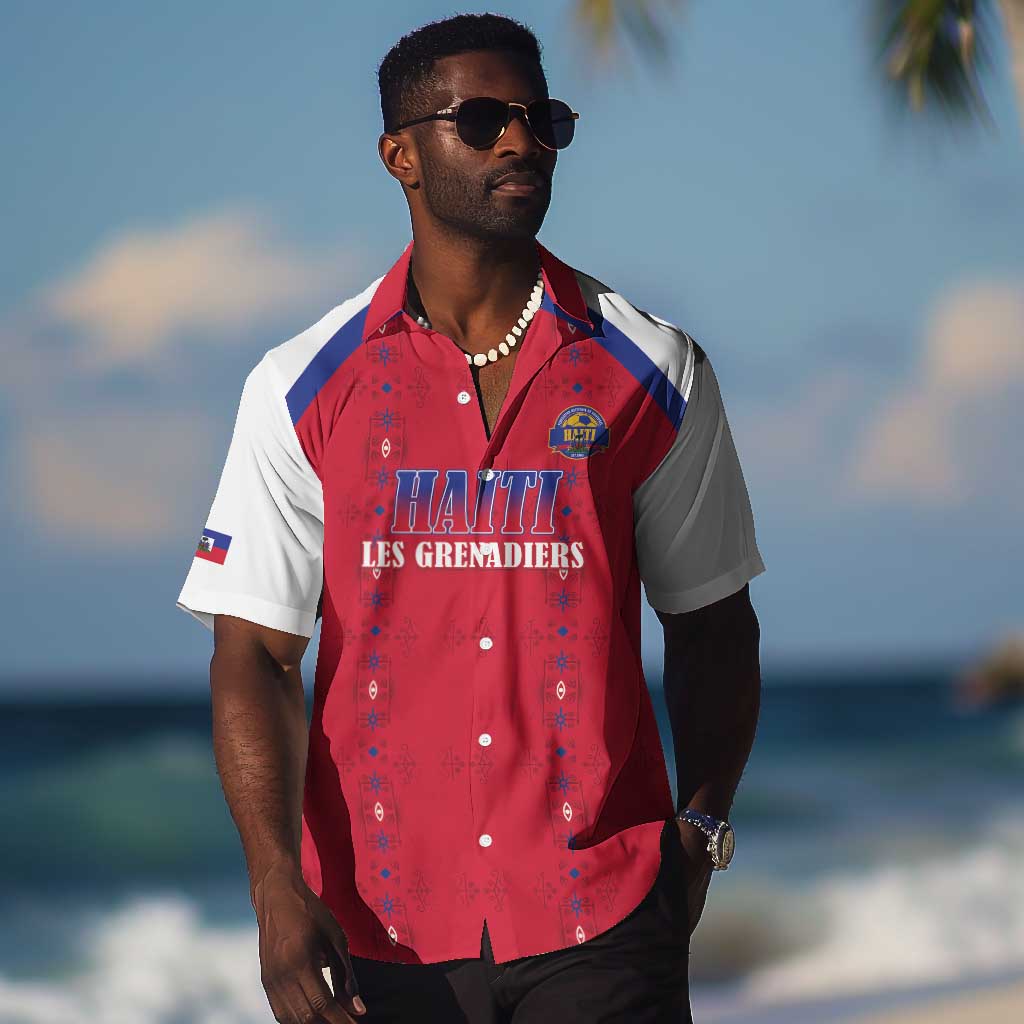 Custom Afro-Haitians Football Pride Hawaiian Shirt Les Grenadiers Veve Vodou Red Version - African Pride