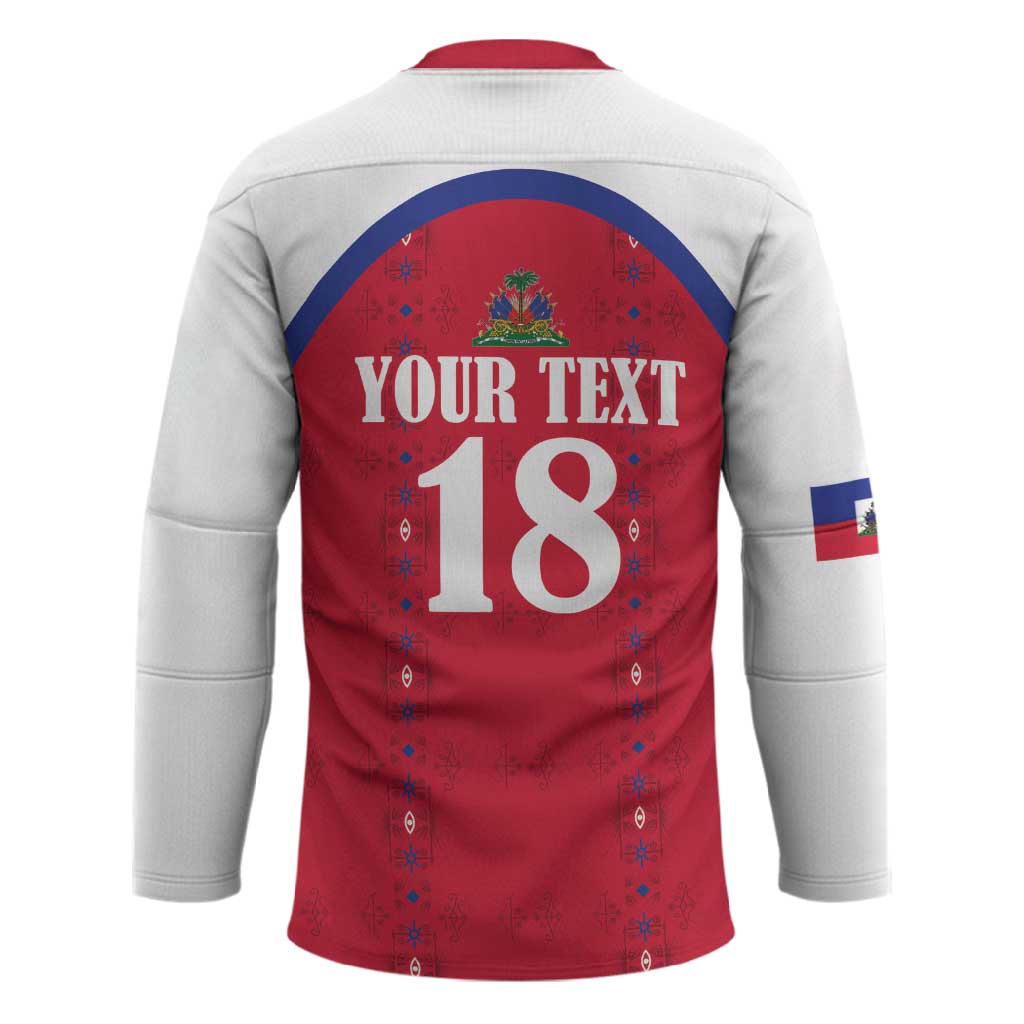 Custom Afro-Haitians Football Pride Hockey Jersey Les Grenadiers Veve Vodou Red Version