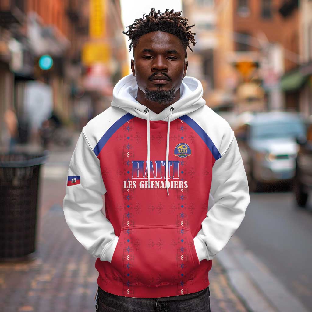 Custom Afro-Haitians Football Pride Hoodie Les Grenadiers Veve Vodou Red Version - African Pride