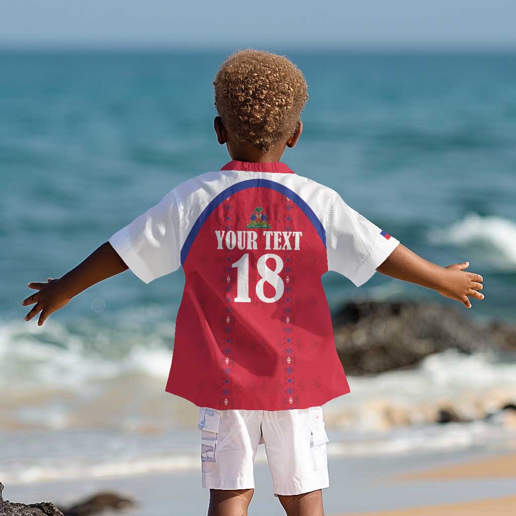 Custom Afro-Haitians Football Pride Kid Hawaiian Shirt Les Grenadiers Veve Vodou Red Version - African Pride