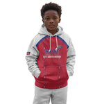 Custom Afro-Haitians Football Pride Kid Hoodie Les Grenadiers Veve Vodou Red Version - African Pride