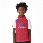 Custom Afro-Haitians Football Pride Kid Polo Shirt Les Grenadiers Veve Vodou Red Version - African Pride