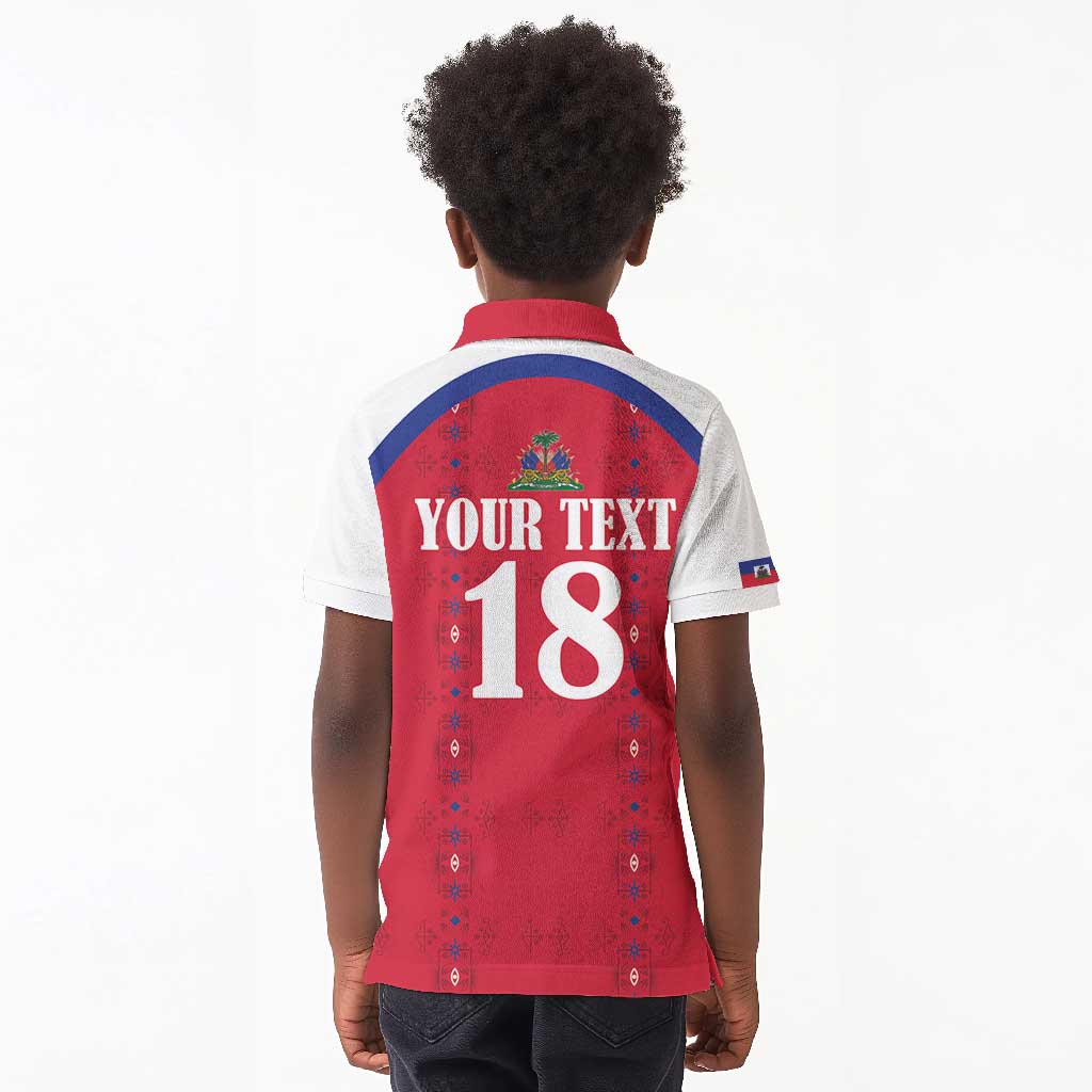 Custom Afro-Haitians Football Pride Kid Polo Shirt Les Grenadiers Veve Vodou Red Version - African Pride