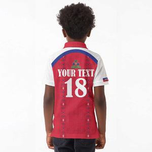 Custom Afro-Haitians Football Pride Kid Polo Shirt Les Grenadiers Veve Vodou Red Version - African Pride
