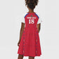 Custom Afro-Haitians Football Pride Kid Short Sleeve Dress Les Grenadiers Veve Vodou Red Version - African Pride
