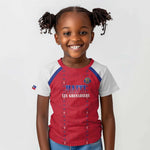 Custom Afro-Haitians Football Pride Kid T shirt Les Grenadiers Veve Vodou Red Version - African Pride