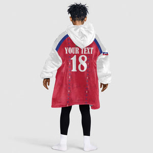 Custom Afro-Haitians Football Pride Kid Wearable Blanket Hoodie Les Grenadiers Veve Vodou Red Version - African Pride