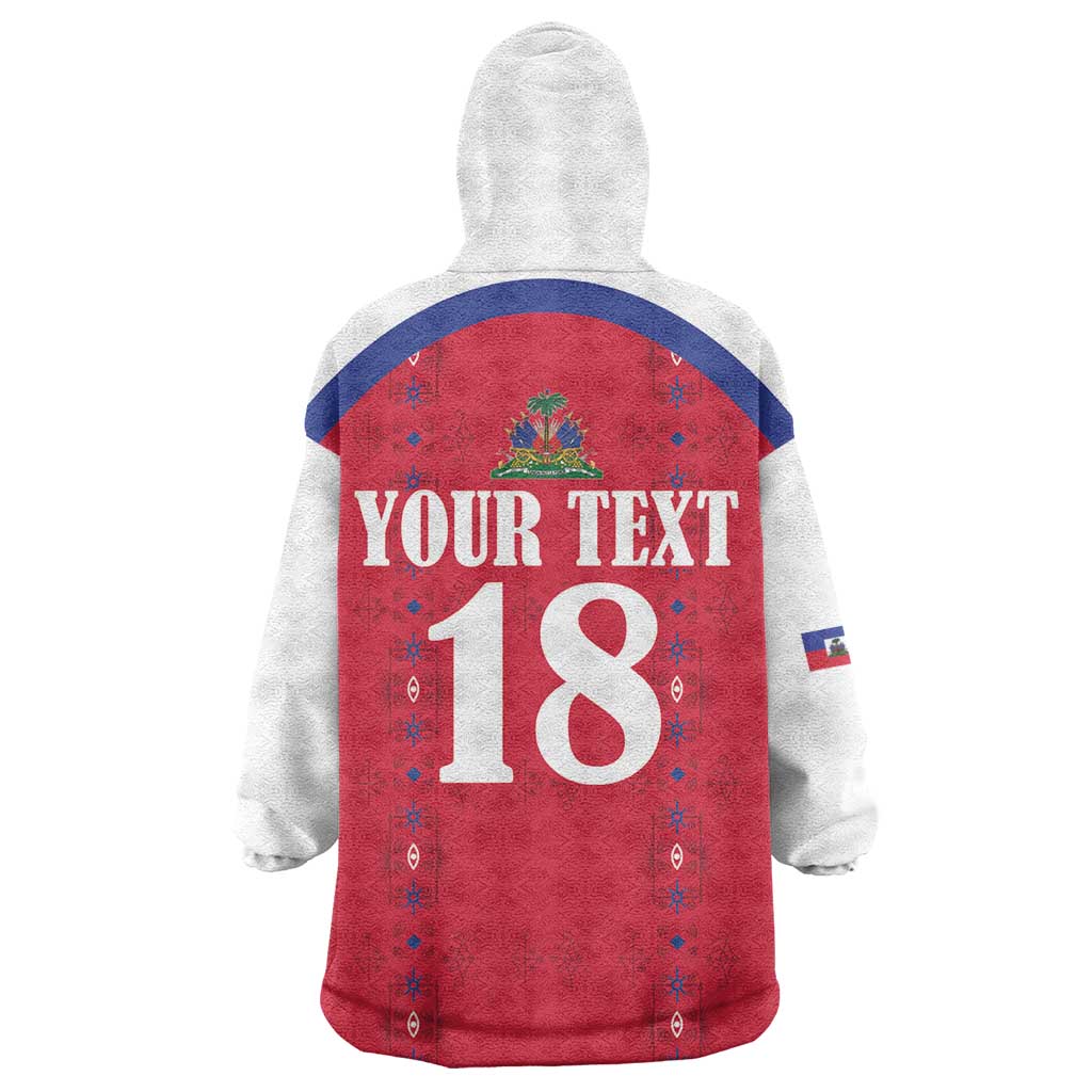 Custom Afro-Haitians Football Pride Kid Wearable Blanket Hoodie Les Grenadiers Veve Vodou Red Version - African Pride