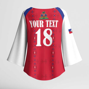 Custom Afro-Haitians Football Pride Kimono Sleeve Blouse Les Grenadiers Veve Vodou Red Version