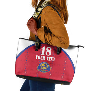 Custom Afro-Haitians Football Pride Leather Tote Bag Les Grenadiers Veve Vodou Red Version - African Pride