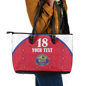 Custom Afro-Haitians Football Pride Leather Tote Bag Les Grenadiers Veve Vodou Red Version - African Pride