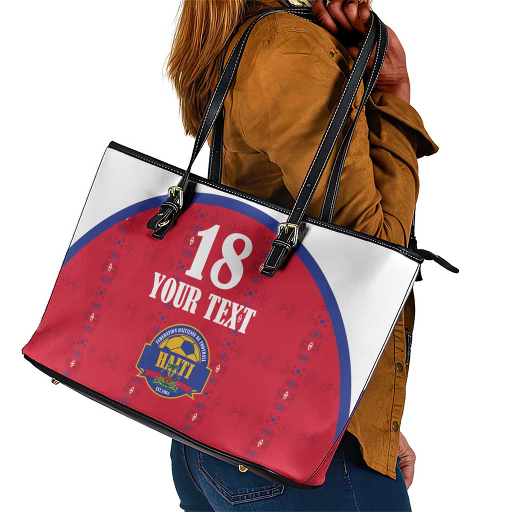Custom Afro-Haitians Football Pride Leather Tote Bag Les Grenadiers Veve Vodou Red Version - African Pride
