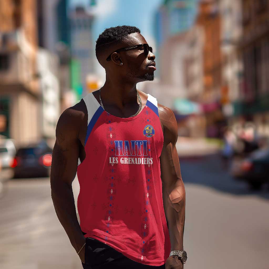 Custom Afro-Haitians Football Pride Men Tank Top Les Grenadiers Veve Vodou Red Version - African Pride