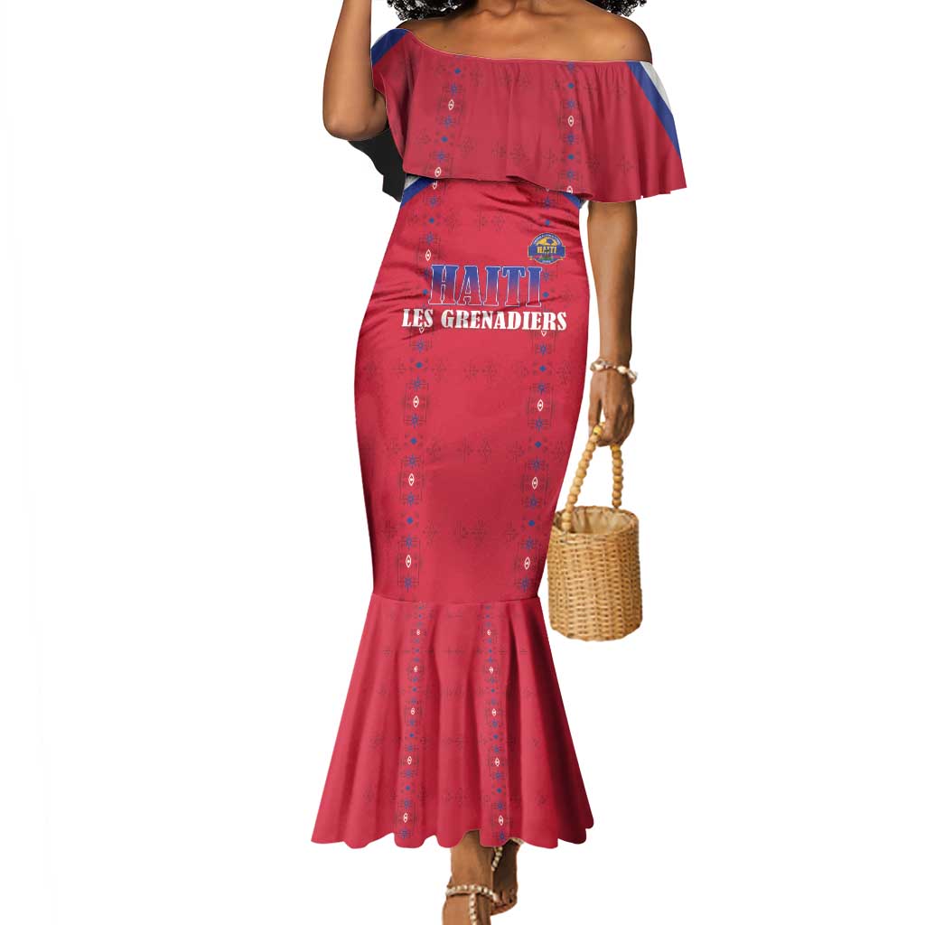 Custom Afro-Haitians Football Pride Mermaid Dress Les Grenadiers Veve Vodou Red Version - African Pride