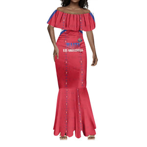 Custom Afro-Haitians Football Pride Mermaid Dress Les Grenadiers Veve Vodou Red Version - African Pride