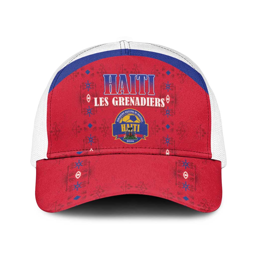 Afro-Haitians Football Pride Mesh Trucker Cap Les Grenadiers Veve Vodou Red Version - African Pride