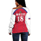 Custom Afro-Haitians Football Pride Off Shoulder Sweater Les Grenadiers Veve Vodou Red Version - African Pride